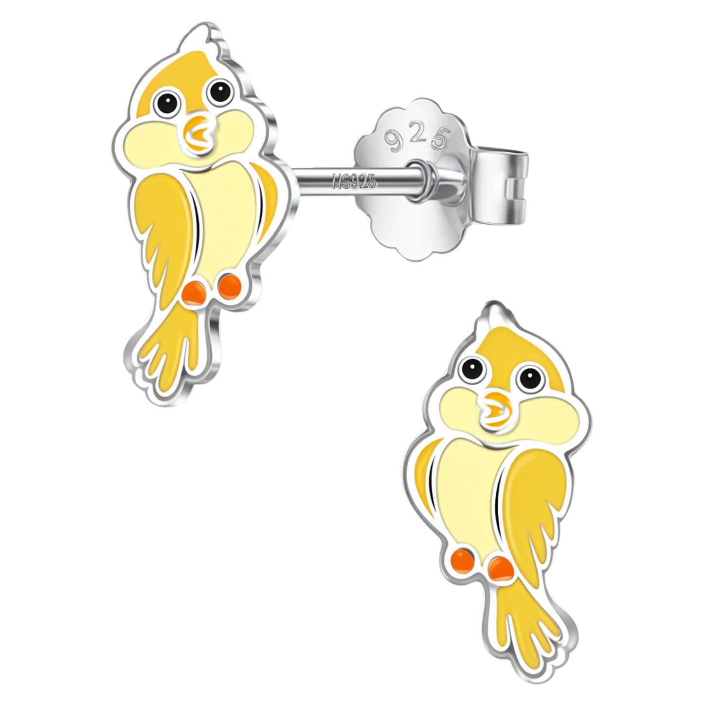 Sunshine Bird Cute Enamel Stud Earrings in 925 Sterling Silver