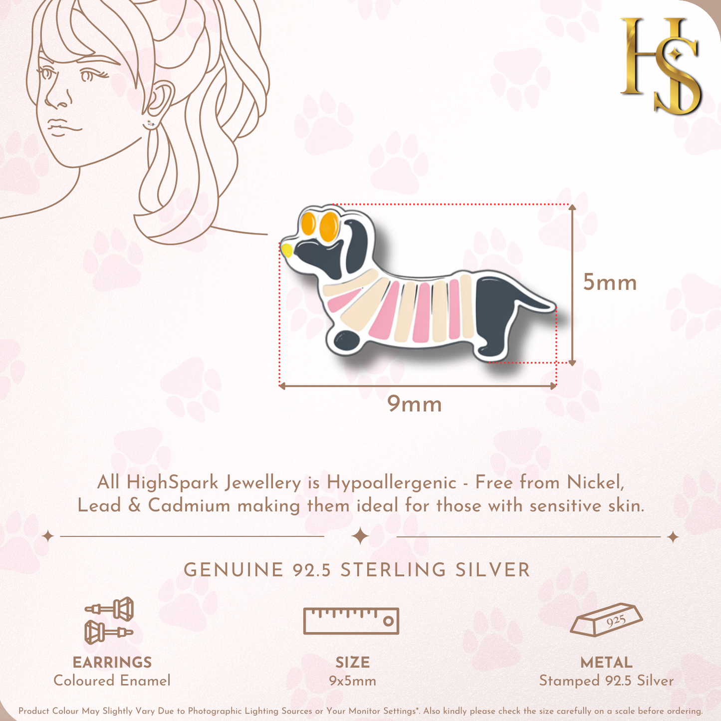 Charming Chihuahua Dog Cute Enamel Stud Earrings in 925 Sterling Silver