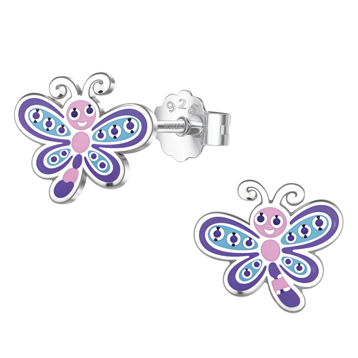 Delightful Dragonfly Cute Enamel Stud Earrings in 925 Sterling Silver