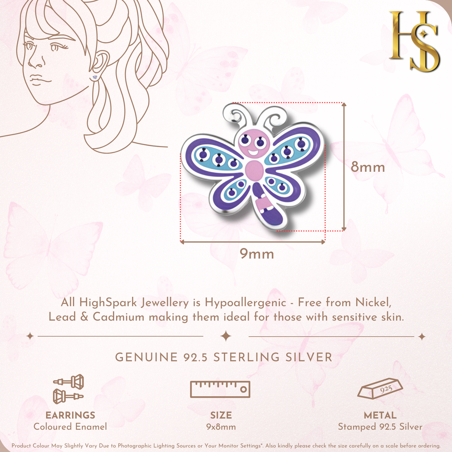 Delightful Dragonfly Cute Enamel Stud Earrings in 925 Sterling Silver