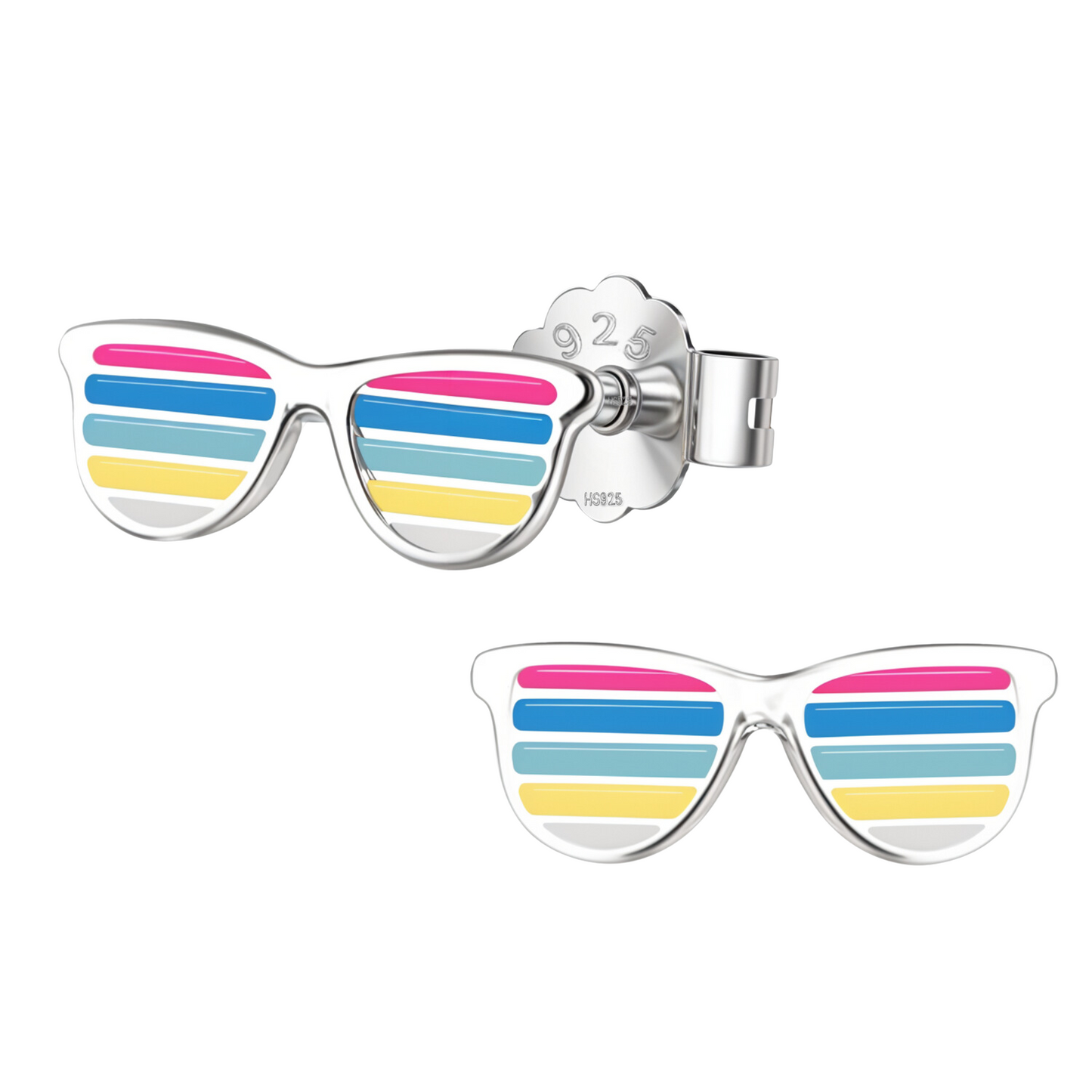 Summer Breeze Sunglasses Cute Enamel Stud Earrings in 925 Sterling Silver