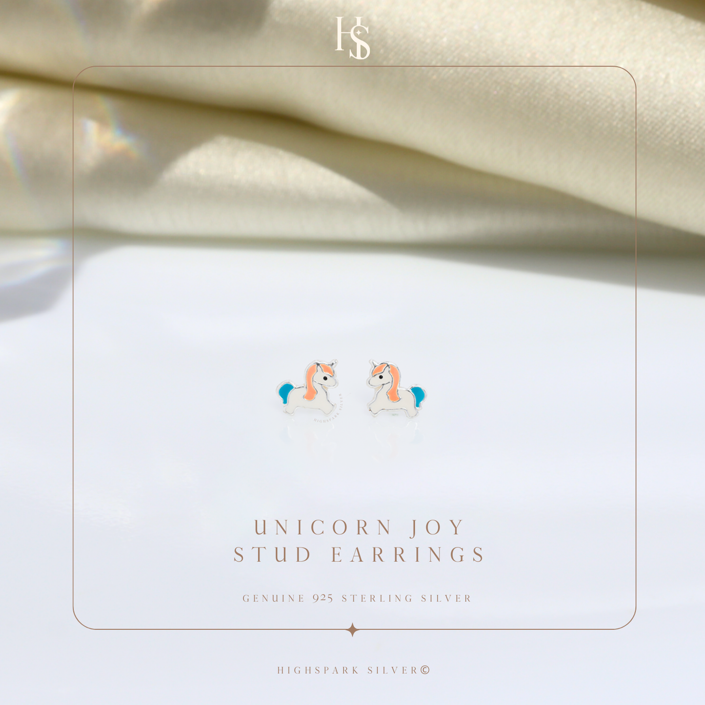 Unicorn Joy Cute Enamel Stud Earrings in 925 Sterling Silver