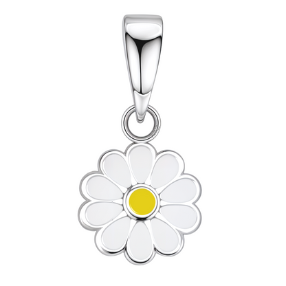 Dainty Daisy Flower Cute Enamel Pendant in 925 Sterling Silver