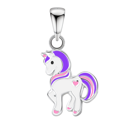 Dreamy Unicorn Cute Enamel Pendant in 925 Sterling Silver