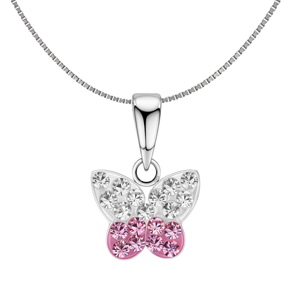 Sparkling Dreamy Butterfly Cute Enamel Pendant in 925 Sterling Silver