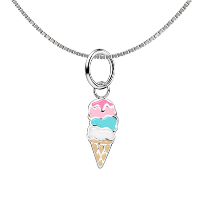 Sweet Delight Icecream Cute Enamel Pendant in 925 Sterling Silver