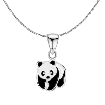 Sweet Panda Cute Enamel Pendant in 925 Sterling Silver