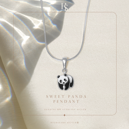 Sweet Panda Cute Enamel Pendant in 925 Sterling Silver