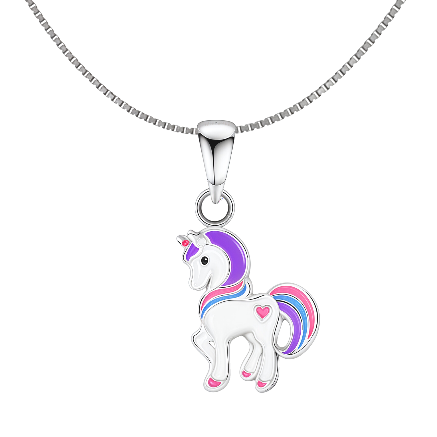 Charming Unicorn Cute Enamel Pendant in 925 Sterling Silver