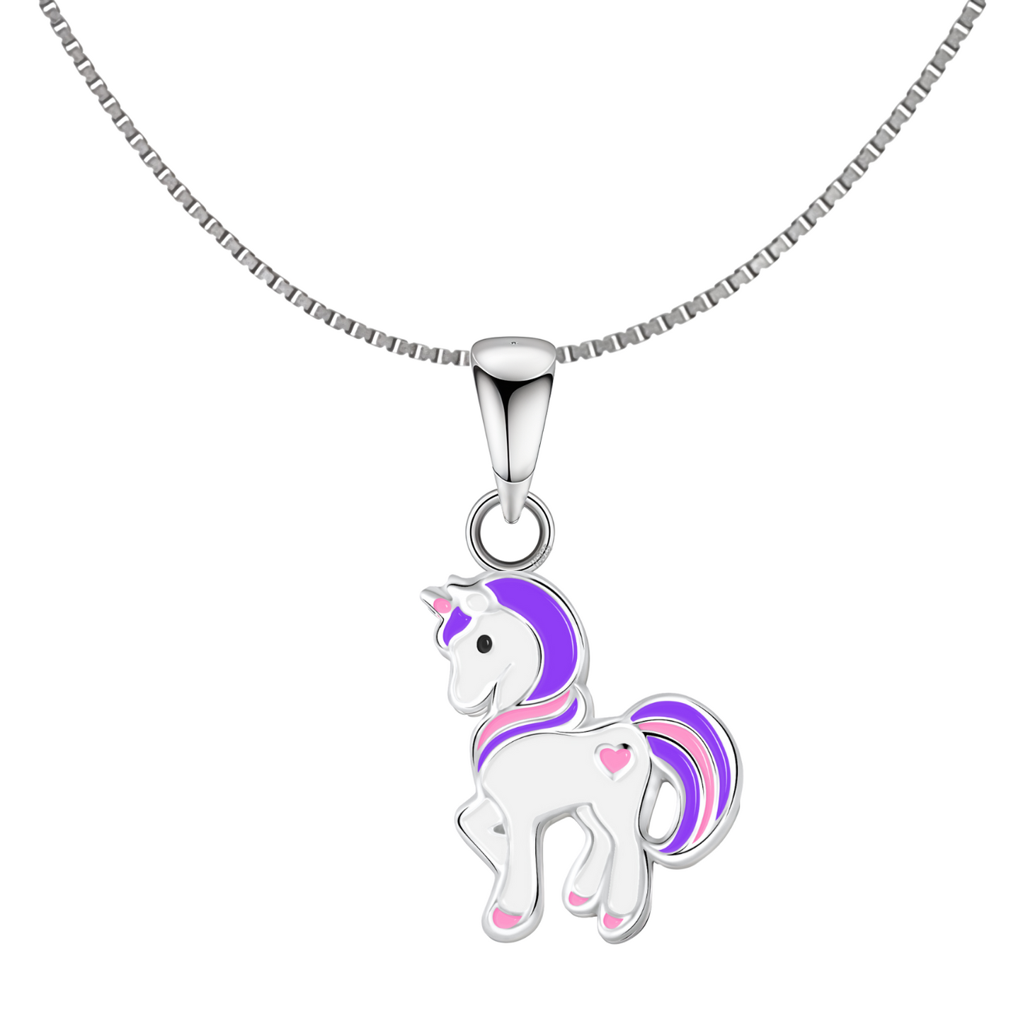 Dreamy Unicorn Cute Enamel Pendant in 925 Sterling Silver