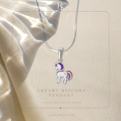 Dreamy Unicorn Cute Enamel Pendant in 925 Sterling Silver