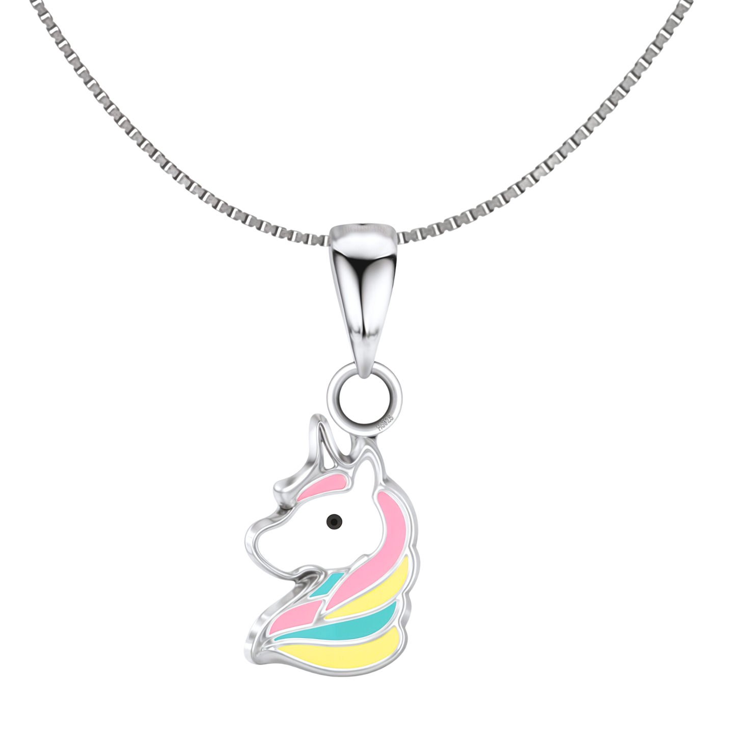 Unicorn Glow Cute Enamel Pendant in 925 Sterling Silver