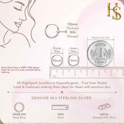Nose Ring in 92.5 Sterling Silver - Elegant Septum Ring / Nose Pin / Silver Nath