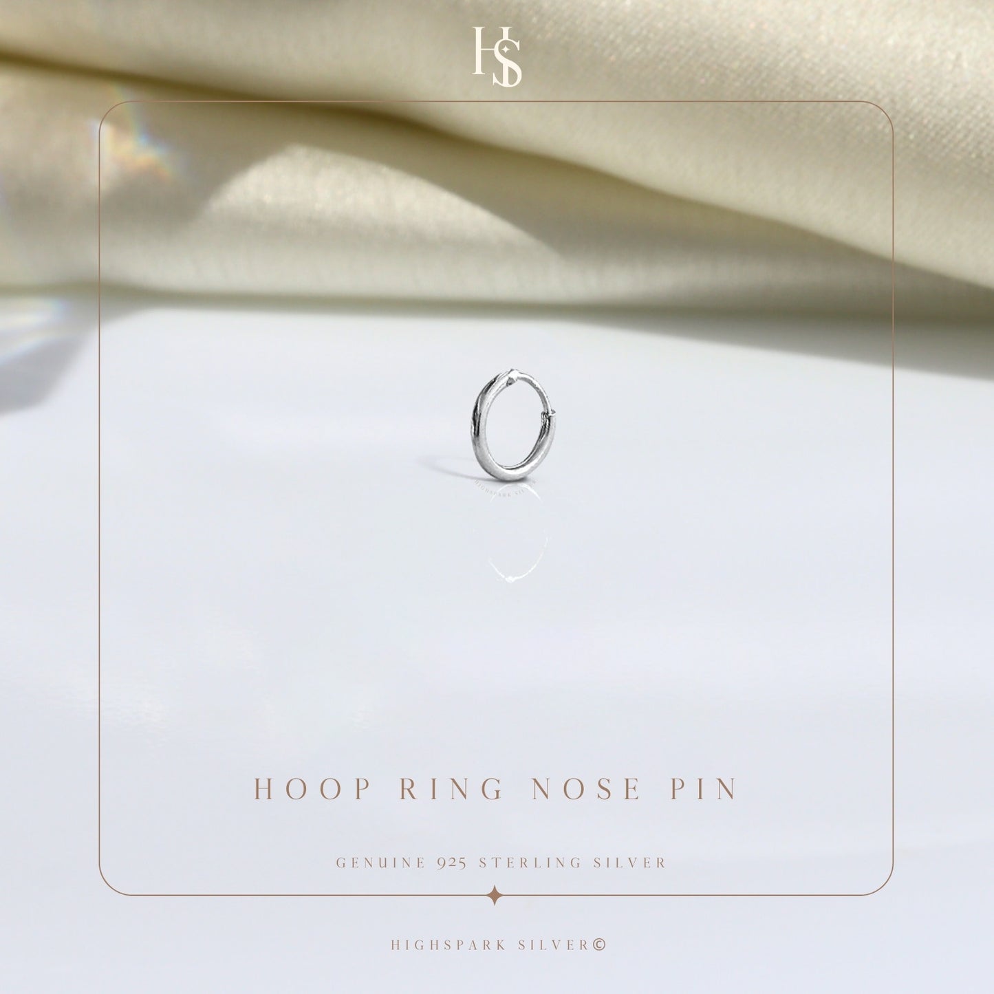 Nose Ring in 92.5 Sterling Silver - Elegant Septum Ring / Nose Pin / Silver Nath