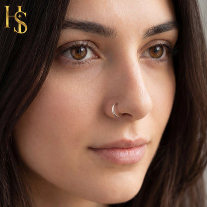 Nose Ring in 92.5 Sterling Silver - Elegant Septum Ring / Nose Pin / Silver Nath