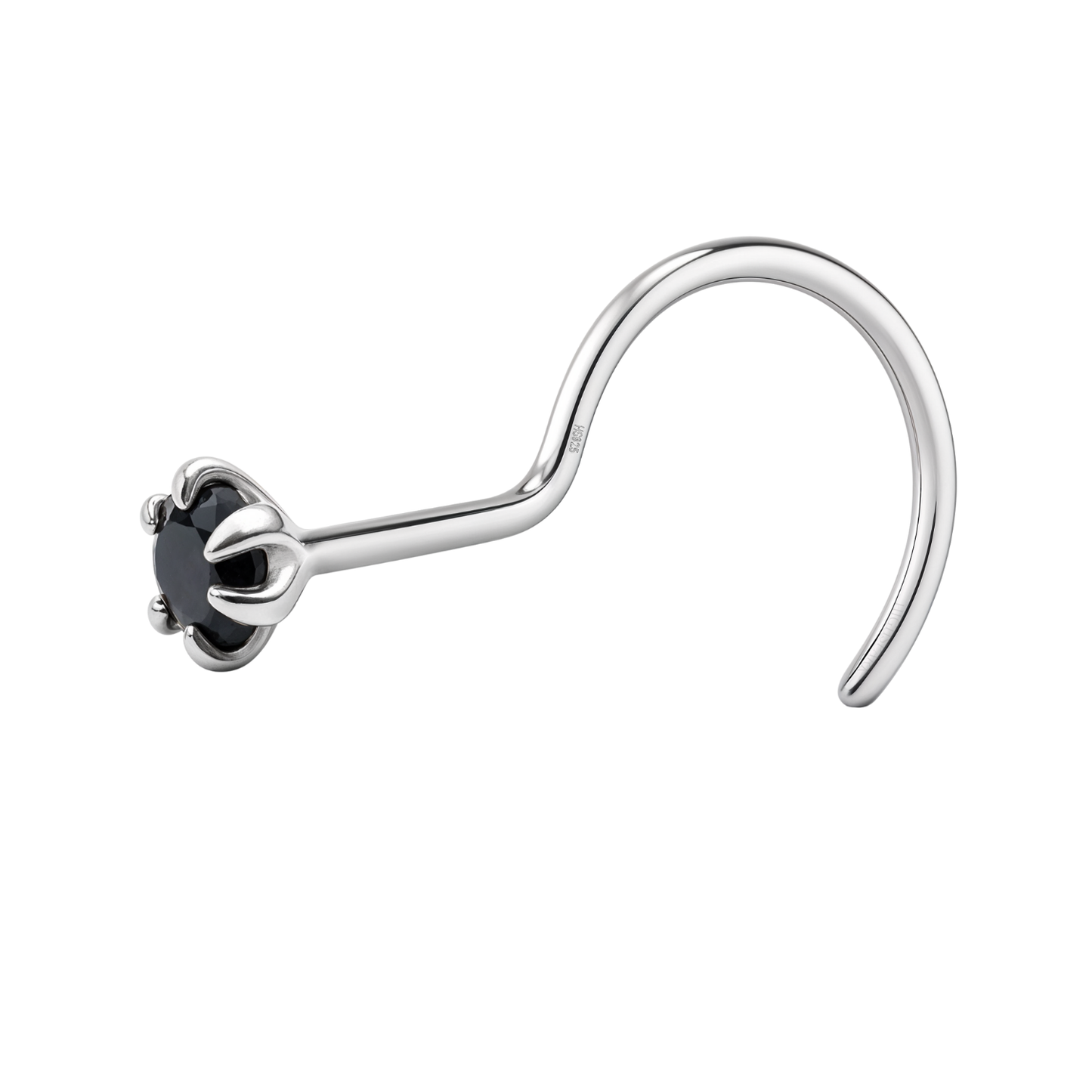 Nose pin in 92.5 Sterling Silver embellished with Black Zirconia HighSpark