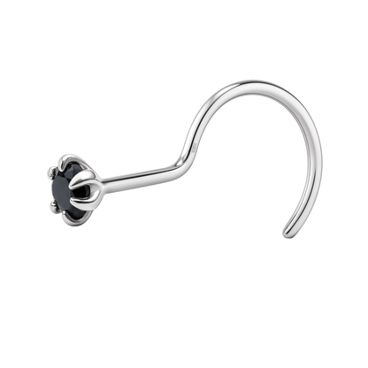 Nose pin in 92.5 Sterling Silver embellished with Black Zirconia HighSpark