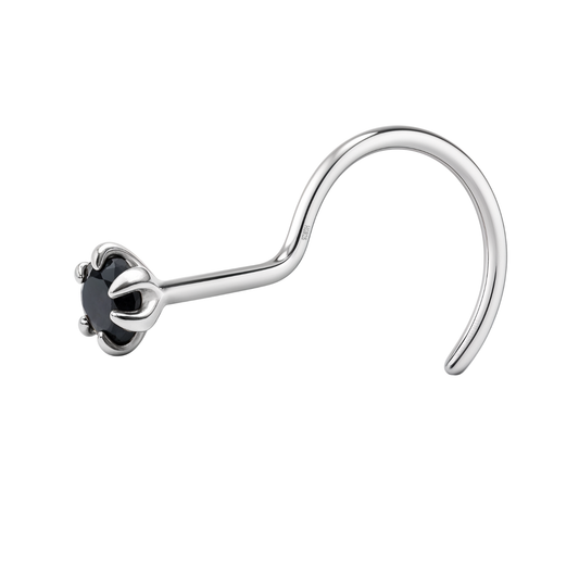 Nose pin in 92.5 Sterling Silver embellished with Black Zirconia HighSpark