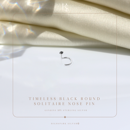 Nose pin in 92.5 Sterling Silver embellished with Black Zirconia HighSpark