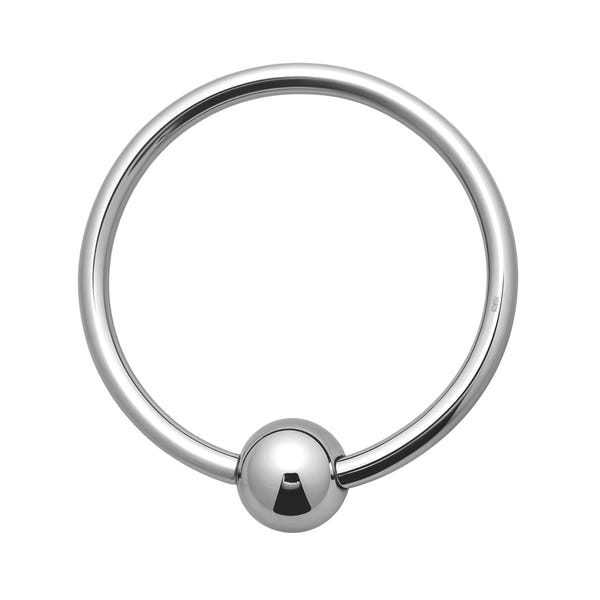 A sterling silver captive bead nose ring with a polished finish, shown on a plain white background.