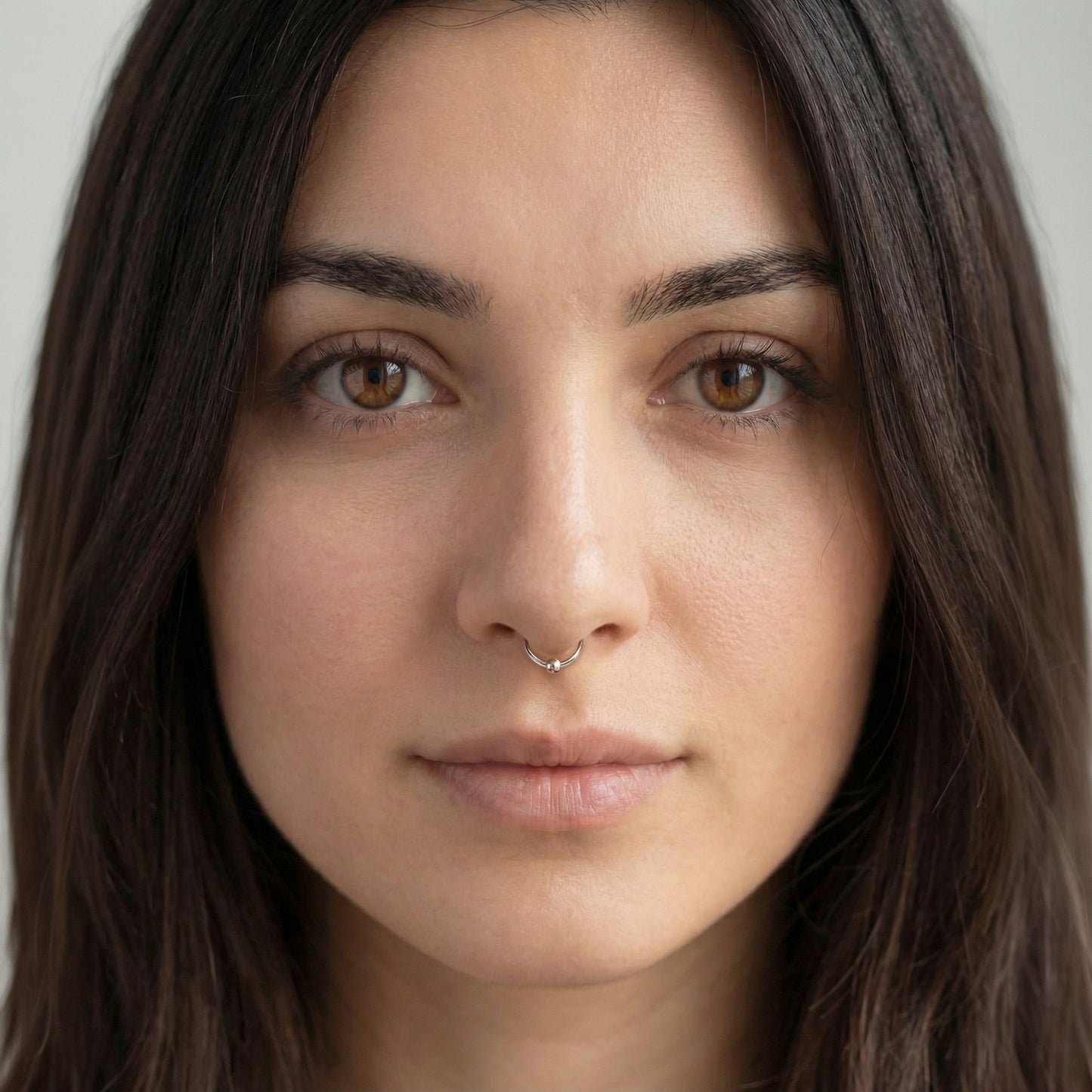 Nose Ring Ball in 92.5 Sterling Silver - Elegant Septum Ring / Nose Pin / Silver Nath- No piercing required