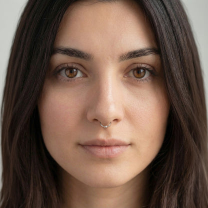 Nose Ring Ball in 92.5 Sterling Silver - Elegant Septum Ring / Nose Pin / Silver Nath- No piercing required