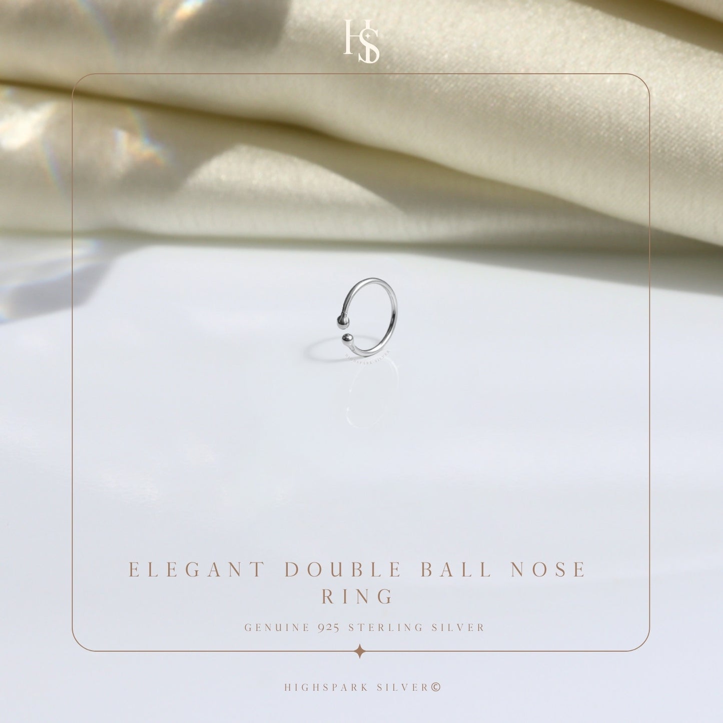 Nose Ring Ball in 92.5 Sterling Silver - Elegant Septum Ring / Nose Pin / Silver Nath- No piercing required