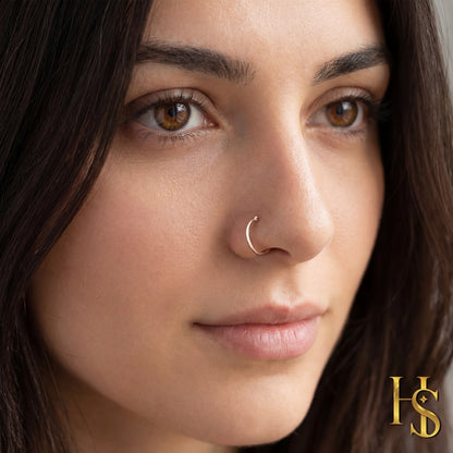 Nose Ring Ball in 92.5 Sterling Silver - Elegant Septum Ring / Nose Pin / Silver Nath- No piercing required