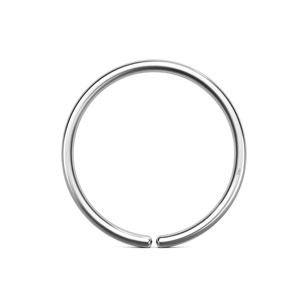 A simple sterling silver nose ring with an open hoop design and rounded ends, shown on a plain white background.