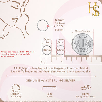 Simple & Elegant Nose Pin in 925 Sterling Silver For Women