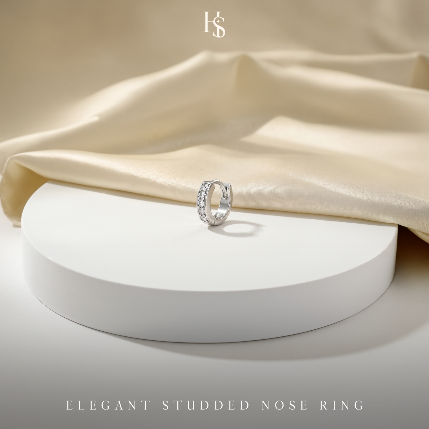 Studded Nose Ring in 92.5 Sterling Silver - Elegant Septum Ring / Nose Pin / Silver Nath