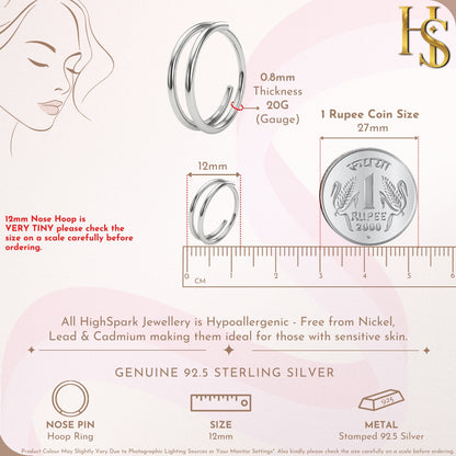 Double Line Nose Pine in 92.5 Sterling Silver for Women