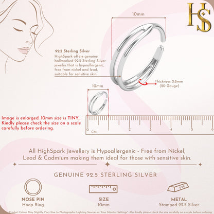 Twin Line Nose Pin in 92.5 Sterling Silver for Women