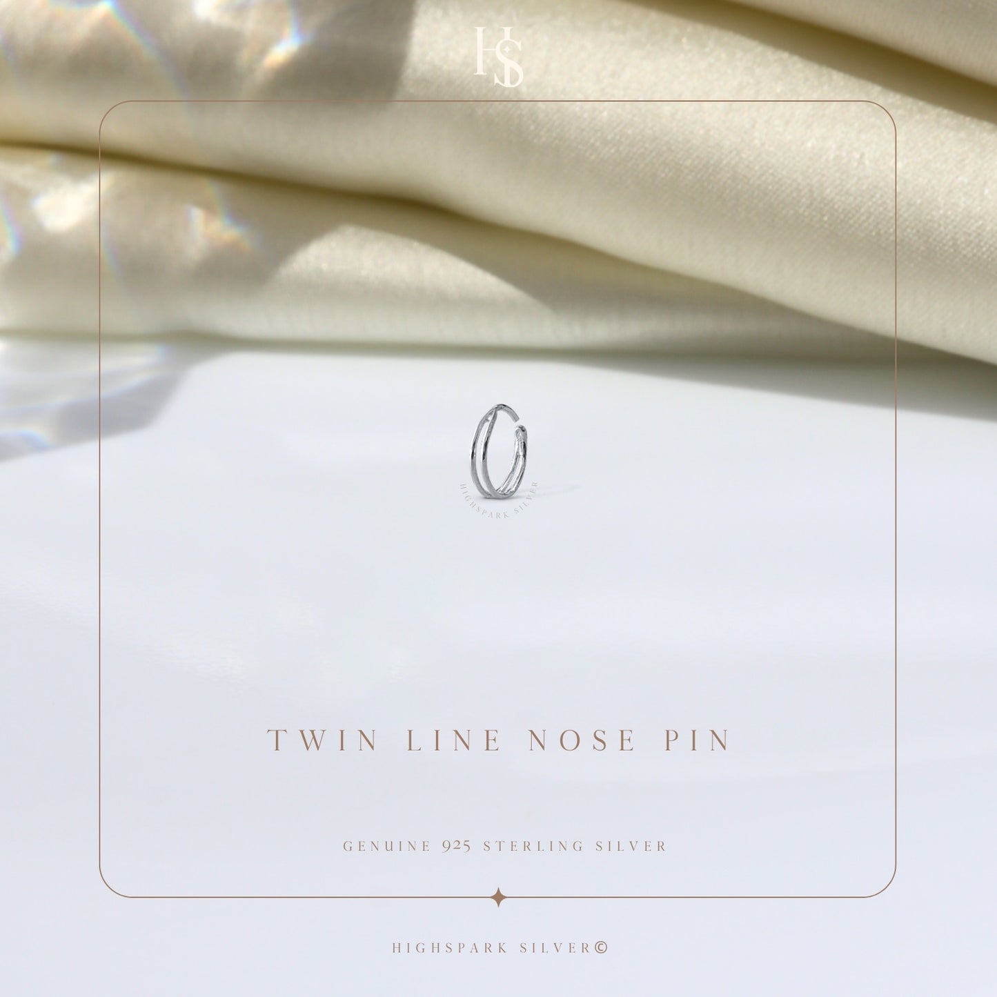 Twin Line Nose Pin in 92.5 Sterling Silver for Women