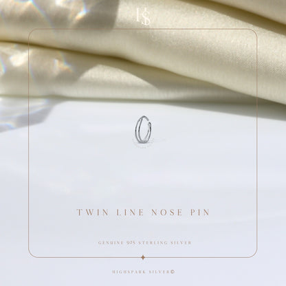 Twin Line Nose Pin in 92.5 Sterling Silver for Women