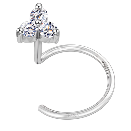 Cluster Solitaire Nose Pin in 92.5 Sterling Silver with Diamond like Brilliance Zirconia