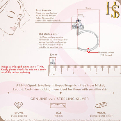 Cluster Solitaire Nose Pin in 92.5 Sterling Silver with Diamond like Brilliance Zirconia