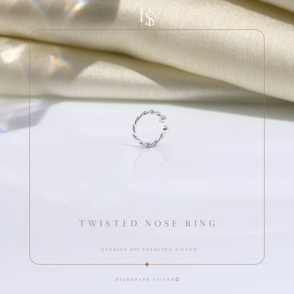 Twisted Nose Ring in 925 Sterling Silver For Women