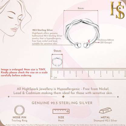 Twirling Nose Ring in 925 Sterling Silver For Women