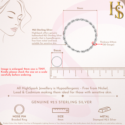 Braided Nose Ring in 925 Sterling Silver For Women