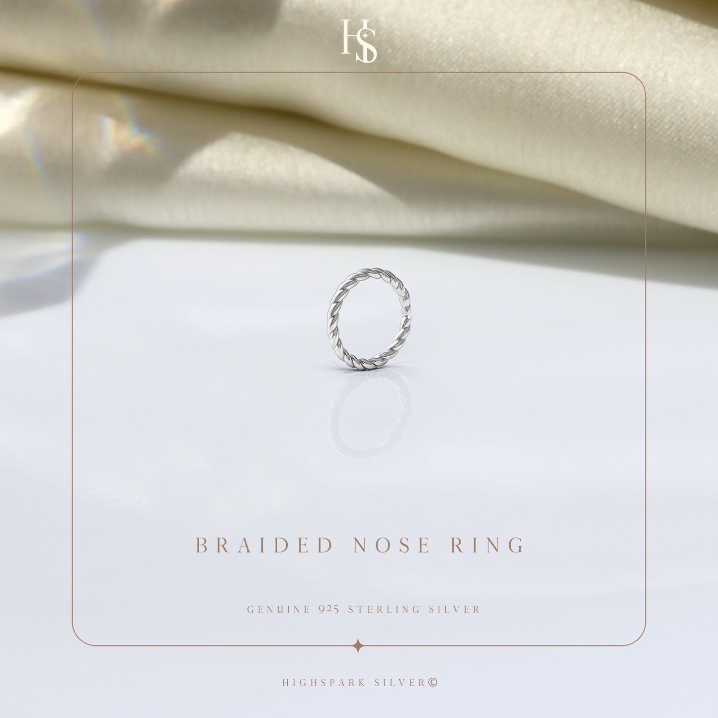 Braided Nose Ring in 925 Sterling Silver For Women