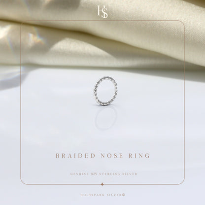 Braided Nose Ring in 925 Sterling Silver For Women