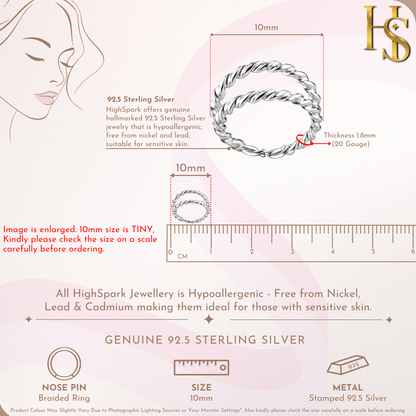 Double Braided Nose Ring in 925 Sterling Silver For Women