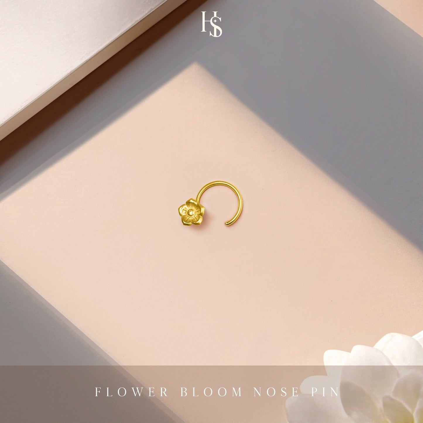 Flower Bloom Nose Ring in 925 Sterling Silver with 18k Gold Finish For Women