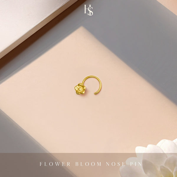 Flower Bloom Nose Ring in 925 Sterling Silver with 18k Gold Finish For Women