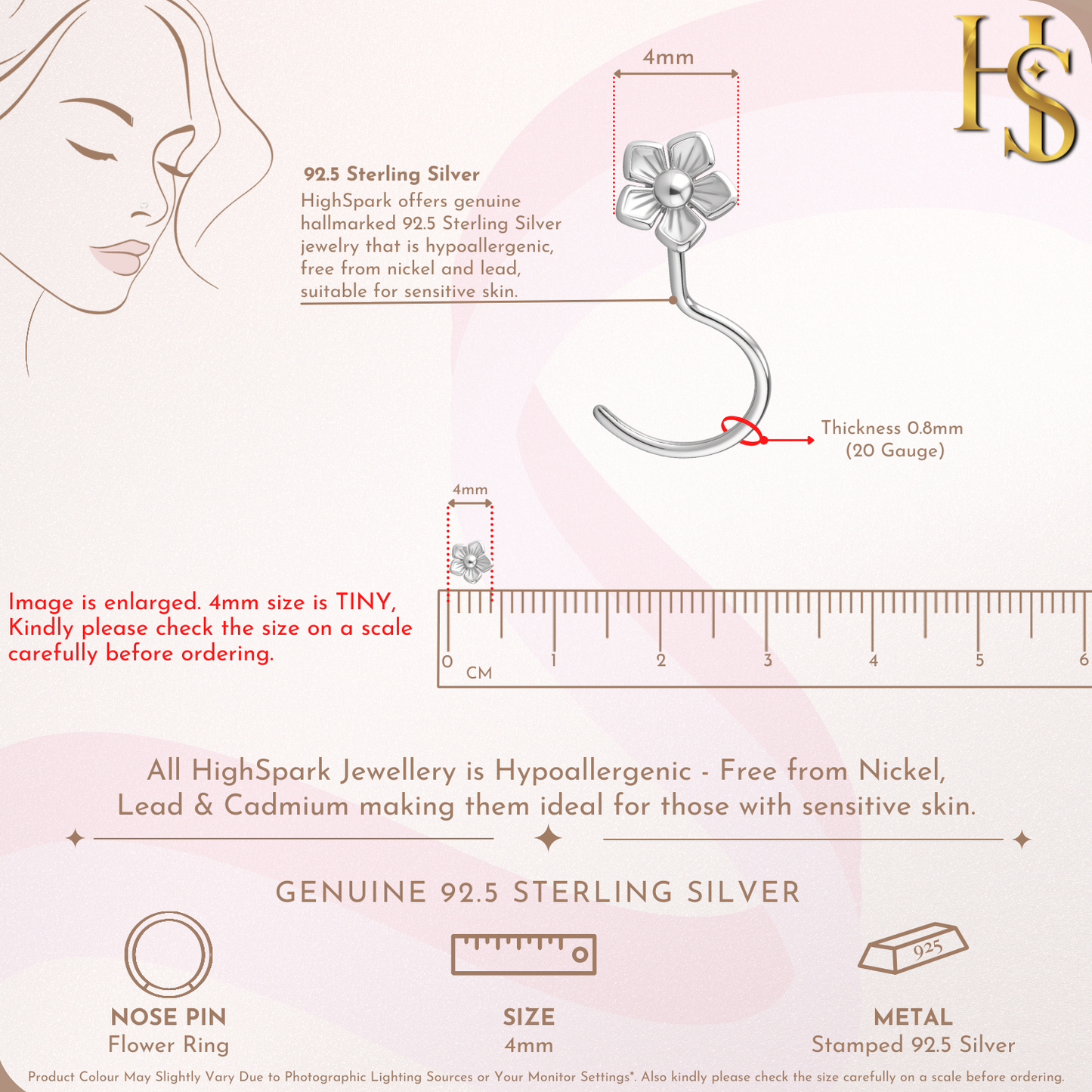 Flower Bloom Nose Pin in 925 Sterling Silver For Women