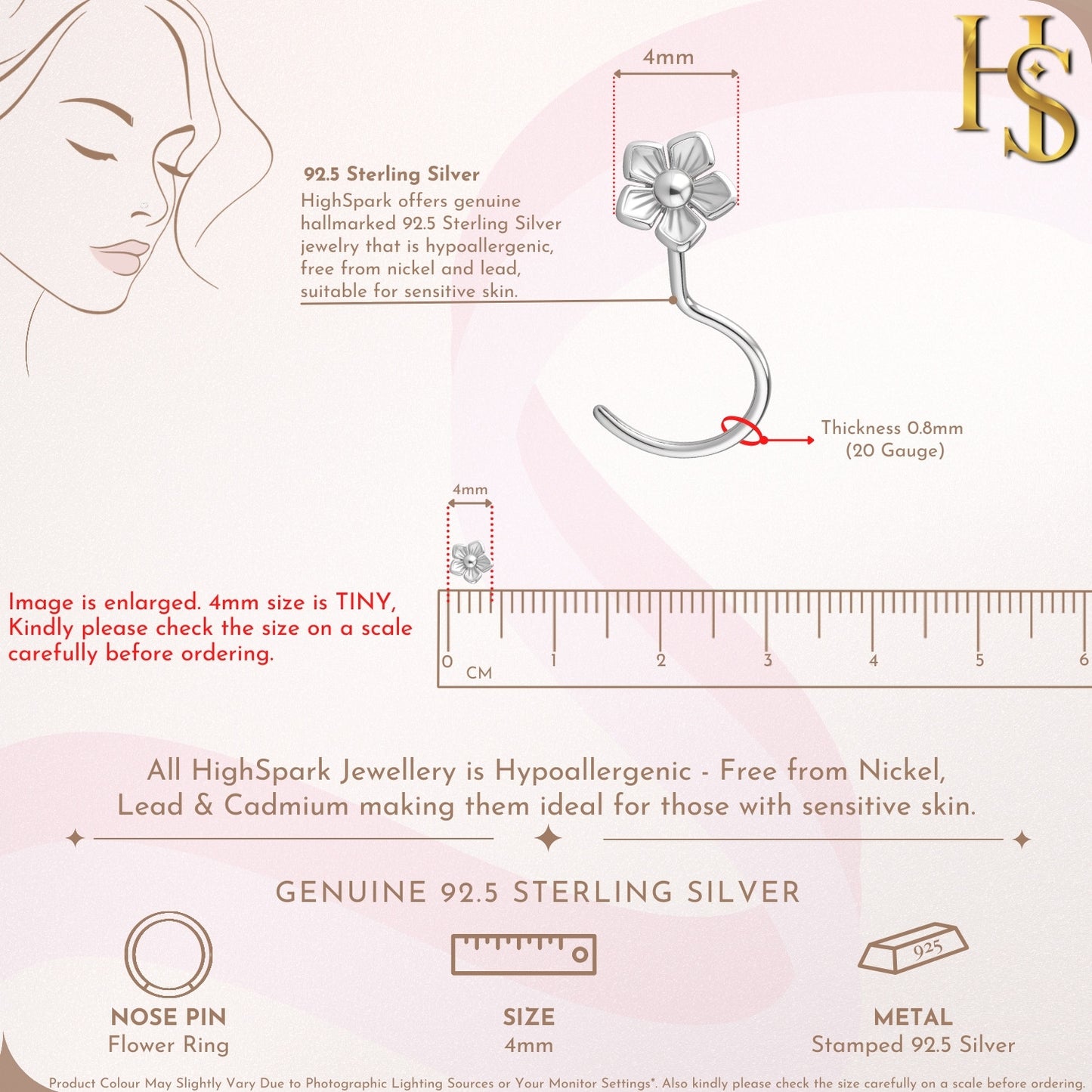 Flower Bloom Nose Pin in 925 Sterling Silver For Women