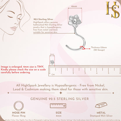Flower Bloom Nose Pin in 925 Sterling Silver For Women