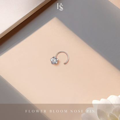 Flower Bloom Nose Pin in 925 Sterling Silver For Women