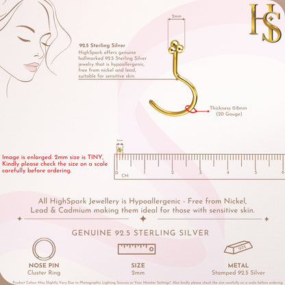 Trinity Cluster Nose Pin in 925 Sterling Silver with 18k Gold Finish For Women
